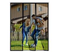 XDMYGTT Mosquitera Puerta Magnetica,Rayas Negras Doble Apertura Lateral Cortina Antimoscas de Malla Antimosquitos,Cortina Mosquitera Puerta Exterior,para Balcón Puerta Corredera de Patio,170x200cm