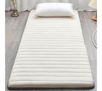 XDone Colchón de suelo individual grueso de 5 cm, colchón de futón suave, tapete de tatami japonés, colchón enrollable, portátil, plegable, para dormir, para el hogar, camping, sofá (color crema, 90 x