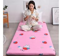 XDone Futón individual suave de 5 cm de grosor, tapete de tatami japonés, colchón enrollable portátil y plegable, para dormir en el hogar, de acampada o en el sofá (fresa, 90 x 200 cm)