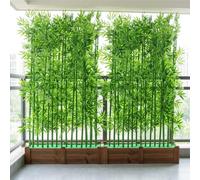 XDOPIRRS Bambú Artificial Alto e Impermeable para Exteriores con Jardinera, Pantalla de Privacidad de Bambú Artificial DIY, Adecuada para Separadores de Jardín(80cm Base+24 Bamboo,2.5m/8ft)