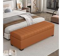 XDOPIRRS Banco Almacenaje de Cuero con Bisagras de Seguridad, Baúl Pie de Cama para Dormitorio y Recibidor, Banqueta Multifuncional con Estructura de Madera Maciza y Asiento Acolchado(H,80cm/31.5in)