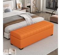 XDOPIRRS Banco Almacenaje de Cuero con Bisagras de Seguridad, Baúl Pie de Cama para Dormitorio y Recibidor, Banqueta Multifuncional con Estructura de Madera Maciza y Asiento Acolchado(C,150cm/59in)