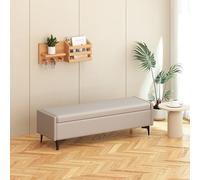 XDOPIRRS Banco Almacenaje Dormitorio, Baúl de Cuero con Asiento Acolchado, Banqueta Pie de Cama para Salón y Entrada, Puff de Almacenamiento Multifuncional con Patas de Metal(D,160cm/63in)