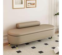 XDOPIRRS Banco Almacenaje Dormitorio Puf de Pie de Cama con Respaldo Cilindrico y Cuero Resistente a Arañazos de Gato Banqueta Zapatero para Recibidor Entrada Salón Baúl Multiuso(F,120cm/47.2in)