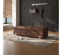 XDOPIRRS Banco con Almacenaje de Cuero de Silicona, Baúl Puff Taburete de Dormitorio Pie de Cama para Almacenamiento, Banqueta Zapatero de Entrada con Esponja de Alta Resiliencia(B,100cm/39.4in)