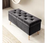 XDOPIRRS Banco con Almacenaje para Dormitorio y Salón Baúl Pie de Cama Terciopelo Moderno Banqueta Multifuncional con Patas de Metal Estructura de Madera Maciza para Entrada y Pasillo(B,80cm/31.5in)