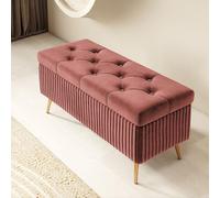XDOPIRRS Banco con Almacenaje para Dormitorio y Salón Baúl Pie de Cama Terciopelo Moderno Banqueta Multifuncional con Patas de Metal Estructura de Madera Maciza para Entrada y Pasillo(L,80cm/31.5in)