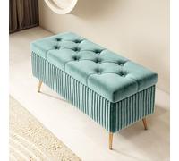 XDOPIRRS Banco con Almacenaje para Dormitorio y Salón Baúl Pie de Cama Terciopelo Moderno Banqueta Multifuncional con Patas de Metal Estructura de Madera Maciza para Entrada y Pasillo(D,100cm/39.4in)