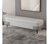 XDOPIRRS Baul Almacenaje Dormitorio y Banco Pie de Cama, Puff Almacenaje, Banqueta Tapizada en Tela Tecnológica, Taburete Largo para Salón, Elegante y Moderno, Sin Montaje(A,100cm/39.4in)