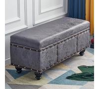 XDOPIRRS Baúl Banco Almacenaje Dormitorio Tejido Técnico Antiarañazos, Banqueta Pie de Cama Acolchado Alta Resistencia, Puf Contenedor para Salón Entrada Recibidor, Patas de Madera(D,60cm/23.6in)