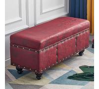 XDOPIRRS Baúl Banco Almacenaje Dormitorio Tejido Técnico Antiarañazos, Banqueta Pie de Cama Acolchado Alta Resistencia, Puf Contenedor para Salón Entrada Recibidor, Patas de Madera(I,100cm/39.4in)