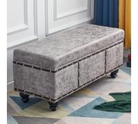 XDOPIRRS Baúl Banco Almacenaje Dormitorio Tejido Técnico Antiarañazos, Banqueta Pie de Cama Acolchado Alta Resistencia, Puf Contenedor para Salón Entrada Recibidor, Patas de Madera(B,120cm/47.2in)