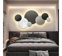 XDOPIRRS Cuadro de pared 3D sin marco con alimentación por enchufe y luz LED, decoración mural temática de luna, adecuado para sala de estar, dormitorio y pasillo(A,70 * 140cm/27.5 * 55.1in)