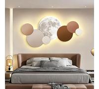 XDOPIRRS Cuadro de pared 3D sin marco con alimentación por enchufe y luz LED, decoración mural temática de luna, adecuado para sala de estar, dormitorio y pasillo(C,50 * 100cm/19.7 * 39.4in)