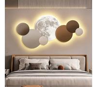 XDOPIRRS Cuadro de pared 3D sin marco con alimentación por enchufe y luz LED, decoración mural temática de luna, adecuado para sala de estar, dormitorio y pasillo(B,70 * 140cm/27.5 * 55.1in)