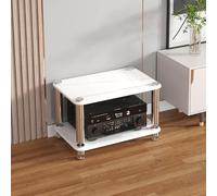 XDOPIRRS Estante de Almacenamiento de gabinete Independiente de pie,Estante de Audio de Madera Abierto, Estante de Almacenamiento de Estante estéreo, gabinete de Consola de Tocadiscos(White,2-Layer)