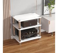 XDOPIRRS Estante de Almacenamiento de gabinete Independiente de pie,Estante de Audio de Madera Abierto, Estante de Almacenamiento de Estante estéreo, gabinete de Consola de Tocadiscos(White,3-Layer)