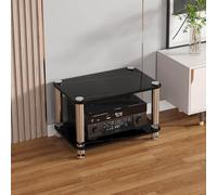 XDOPIRRS Estante de Almacenamiento de gabinete Independiente de pie,Estante de Audio de Madera Abierto, Estante de Almacenamiento de Estante estéreo, gabinete de Consola de Tocadiscos(Black,2-Layer)