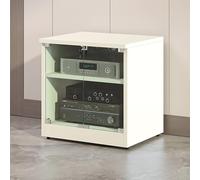 XDOPIRRS Gabinete de Almacenamiento para enrutador WiFi, gabinete para Medios AV, gabinete estéreo con estantes Ajustables, Puerta de Vidrio Templado y administración de Cables(Cream,60cm/23.6in)