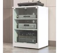 XDOPIRRS Gabinete de Almacenamiento para enrutador WiFi, gabinete para Medios AV, gabinete estéreo con estantes Ajustables, Puerta de Vidrio Templado y administración de Cables(White,80cm31.5in)