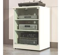 XDOPIRRS Gabinete de Almacenamiento para enrutador WiFi, gabinete para Medios AV, gabinete estéreo con estantes Ajustables, Puerta de Vidrio Templado y administración de Cables(Cream,80cm31.5in)