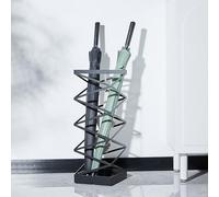 XDOPIRRS Paragüero Moderno de Metal con Estructura Geométrica Entrelazada, Soporte para Paraguas Estrecho para Entrada y Oficina, Diseño Antivuelco con Bandeja de Goteo(Black)