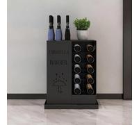 XDOPIRRS Paragüero Moderno de Metal con Soporte de Doble Zona, Organizador Estrecho con Rejilla para Botellas y Aromaterapia, Diseño de Gota Tallada para Entrada, 3 Colores(Blck,51cm/20.1in)