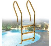 XDRGOOIUY Escalera De Piscina De Acero Inoxidable De Oro, Dispositivo De Acceso A La Piscina De Tierra, Pasamanos De Piscina con Cubierta Base, Escalada De Ensamblaje Fácil (2/3/4 Escalones)