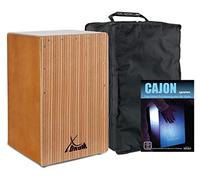 XDrum Cajon El Bajo Bass Port Walnut/Zebra: cajón de alta calidad con Bass Port, superficies de chapa noble, malla fija, funda y escuela para principiantes.
