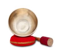 XDrum Cuenco Terapéutico Tonalidad C/ 1400 g Set Completo, Color: dorado | Cuenco martillado a mano para chakra raíz (Muladhara), Afinado en tonalidad C, Aleación de 7 metales diferentes, Cojín, Mazo