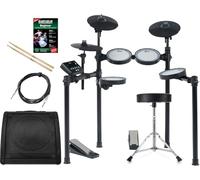 XDrum DD-460C E-Drum Kit Live Set - Batería electrónica compacta - 25 kits y 15 canciones - Mesh Heads - Set ahorro con altavoz activo, taburete, cable, baquetas y escuela - Negro