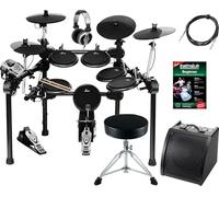 XDrum DD-520 PLUS SET 2 E-Drum Set (batería electrónica, con monitor activo incluido con cable, taburete de batería, auriculares, baquetas y pedal, 458 sonidos, USB) negro