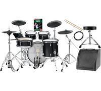 XDrum DD-670 Mesh E-Drum Kit - batería electrónica con HiHat real - pads de madera con Mesh Heads - 720 sonidos - incluye hardware, banqueta, monitor, cables y baquetas - Black Sparkle