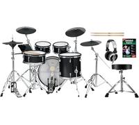 XDrum DD-670 Mesh E-Drum Kit - batería electrónica con HiHat real - pads de madera con Mesh Heads - 720 sonidos - incluye hardware, banqueta, auriculares y baquetas - Black Sparkle