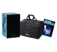 XDrum Design Series Cajon “Gecko” - Cajon de diseño pintado a mano con geckos Dot Art - Puerto de graves integrado - Cuerpo de HPL - Efecto snare - incl. bolsa y escuela de cajón