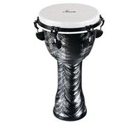 XDrum Djembe Silver Brush 50cm Djembe de PVC - Cuerpo de plástico con sistema tradicional de afinación - Piel sintética con aspecto natural - Plata