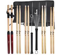 XDrum Drumsticks Large Starter Set (Sticks, 5A Nylon, 5B Wood y Nylon, 7A Wood, Jazzbesen, Rods, incl. bolsa para baquetas)