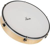 XDrum HTM-10K Pandereta De Mano De 10" Con Piel De Plástico - Tambor Marco Con Piel De Poliéster - Afinable Con 6 Tensores - Marco De Madera De Arce - Mango Ergonómico - Natural