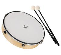 XDrum HTM-10K Tambor De Mano De 10" Con Juego De Baquetas - Tambor De Marco Con Piel De Poliéster - Afinable Con 6 Ganchos De Tensión - Marco De Madera De Arce - Mango Ergonómico - Natural