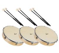 XDrum HTM-10S Tambor de Mano 10" con Piel Natural y Baquetas Set de 3 - Tambor de Marco con Piel Natural - Afinable con 6 Tensores - Marco de Madera de Arce - Mango Ergonómico - Natural