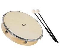 XDrum HTM-10S Tambor de Mano de 10" con Set de Baquetas - Tambor de Marco con Piel Natural - Afinable con 6 Tensores - Marco de Madera de Arce - Mango Ergonómico - Natural