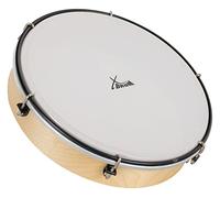 XDrum HTM-12K Pandereta De Mano De 12" Con Piel De Plástico - Tambor De Marco Con Piel De Poliéster - Afinable Con 6 Ganchos De Tensión - Marco De Madera De Arce - Mango Ergonómico - Natural