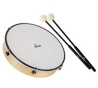 XDrum HTM-12K Tambor de Mano de 12" con Set de Baquetas - Tambor de Marco con Piel de Poliéster - Afinable con 6 Tensores - Marco de Madera de Arce - Mango Ergonómico - Natural