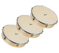 XDrum HTM-12S 12" Tambor De Mano Con Piel Natural Set De 3 - Tambor De Marco Con Piel Natural - Afinable Con 6 Ganchos De Tensión - Marco De Madera De Arce - Mango Ergonómico - Natural