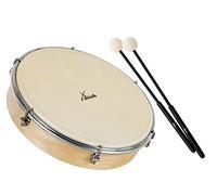 XDrum HTM-12S Tambor de Mano de 12" con Juego de Baquetas - Tambor de Marco con Piel de Poliéster - Afinable con 6 Tensores - Marco de Madera de Arce - Mango Ergonómico - Natural