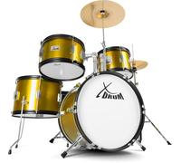 XDrum Junior Pro Batería Infantil Sunset Gold Sparkle - adecuada para 5-9 años - Set de batería con accesorios completos - incl. escuela - Naranja