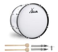 XDrum MBD-222 Tambor Bajo de Marcha, Tambor de Fútbol 22" x 12" (7,5 kg, 4 ojales, tensores, incl. par de baquetas, correas de transporte, llave de afinación) blanco