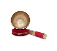 XDrum Omshanti Cuenco Tibetano 10 cm Set Completo - Peso: 300g - hecho a mano en India - ideal para meditación y terapias - incluye cojín y mazo a juego