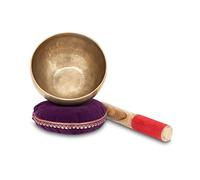 XDrum Omshanti Cuenco Tibetano 13 cm Set Completo, Hecho a mano en India | Material: aleación de latón, Diámetro: aprox. 13 cm, Peso: aprox. 500 g, Color: dorado, Cojín, Forma redonda, Diámetro: 11 cm