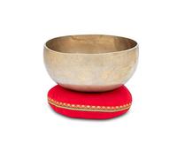 XDrum Omshanti Cuenco Tibetano 17 cm Set in ojín, Hecho a mano en India | Material: aleación de latón, Diámetro: aprox. 17 cm, Peso: aprox. 900 g, Color: dorado, Ideal como base para cuenco tibetano